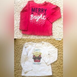 Joe Fresh Koala Kids Merry and Bright Girls Graphic T Shirt Long Sleeve 3T
